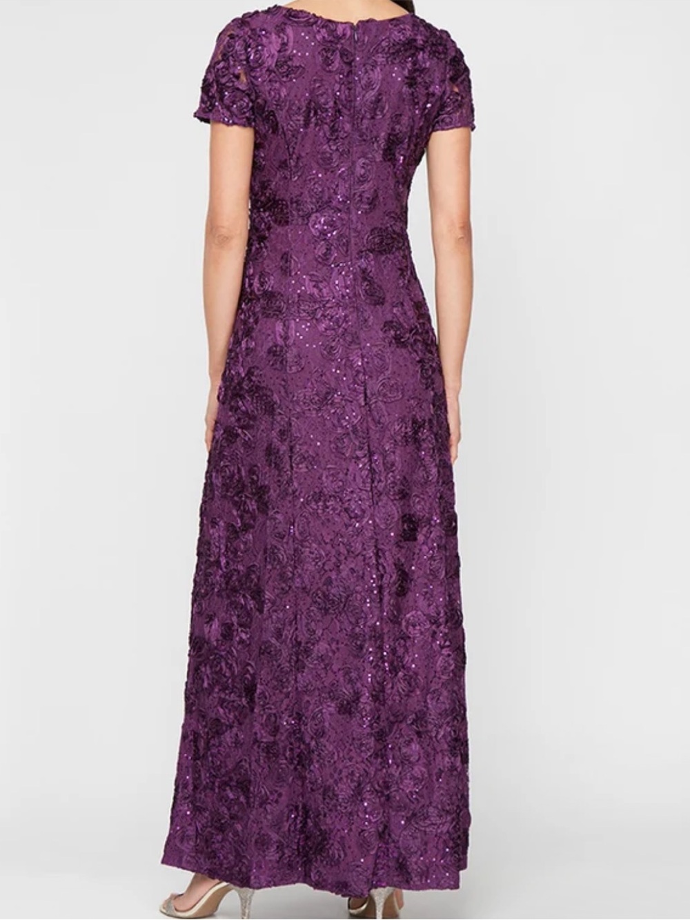 Alex Evenings Rosette Evelyn Lace Purple Dress - Picture 3 of 17